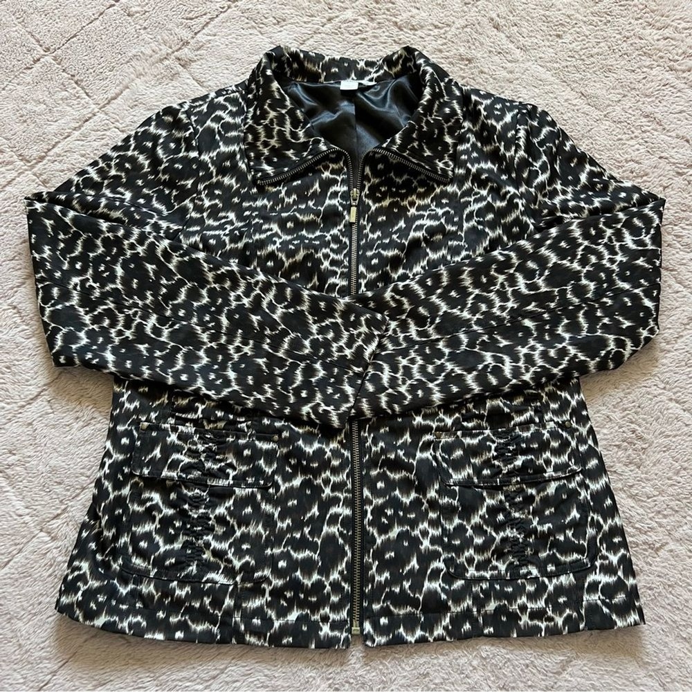 D Talbot Leopard Print Jacket Shoulder Pads Preppy Old Money Quiet Luxury Size S